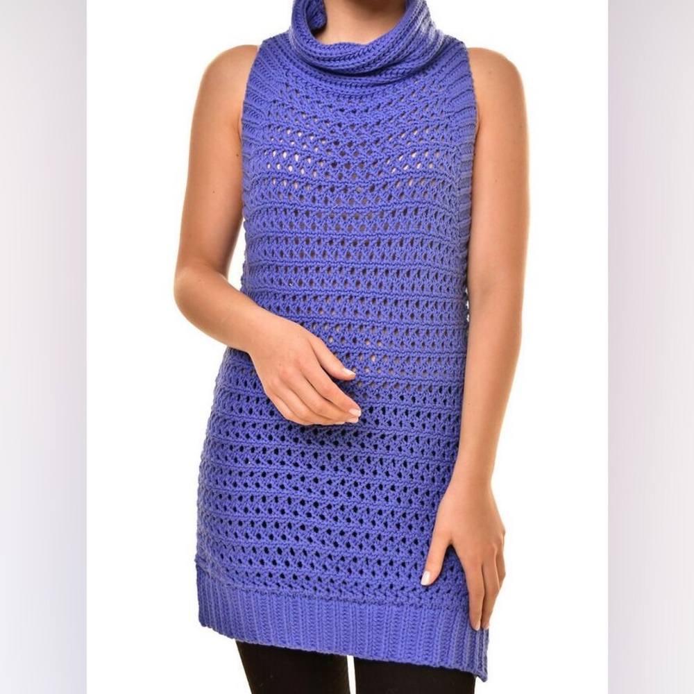 Purple Open Knit Sweater Vest Tunic—Free People